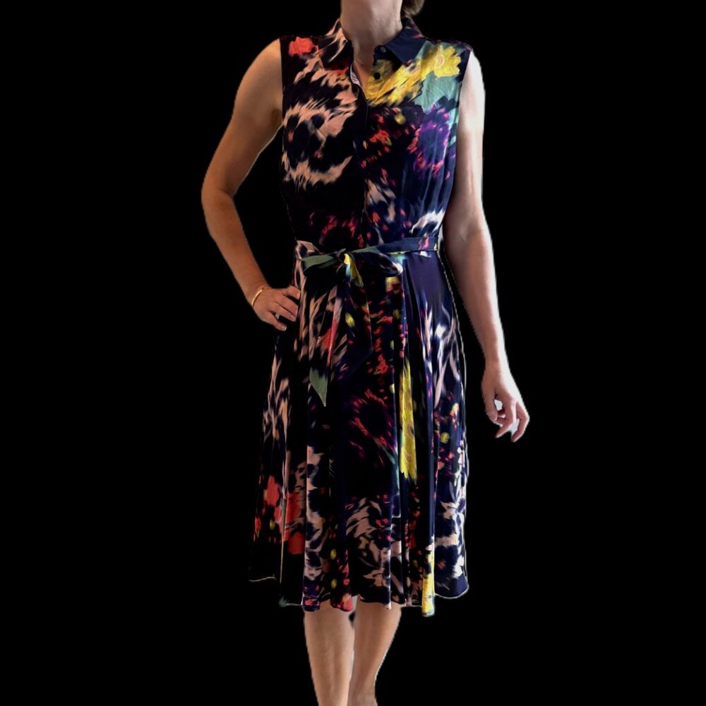 $300 Hobbs London Women dress Medium US-6 Sleeveless, collar w/ buttons SALE!